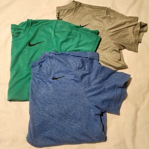 Men's Nike Dri-FIT T-Shirts Set in Green, Gray, and Blue - Large